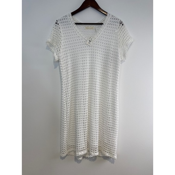 Trouble at the Mill Dresses & Skirts - Trouble at the Mill Crochet Mini Dress L White‎ Mesh V-Neck Beach Cruise Resort